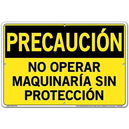 Vestil Aluminum Sign, 12-1/2" Height, 18-1/2" Width, Aluminum, Rectangle, Spanish SI-C-25-D-AL-080-S